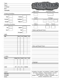 Desolation Character Sheet